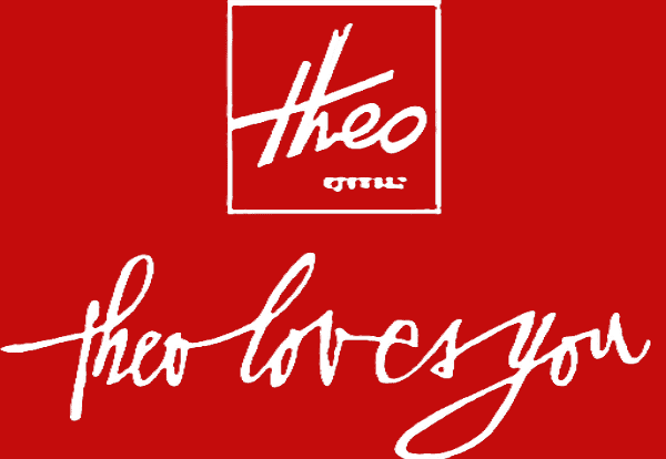 Theo Optics Logo auf rotem Hintergrund