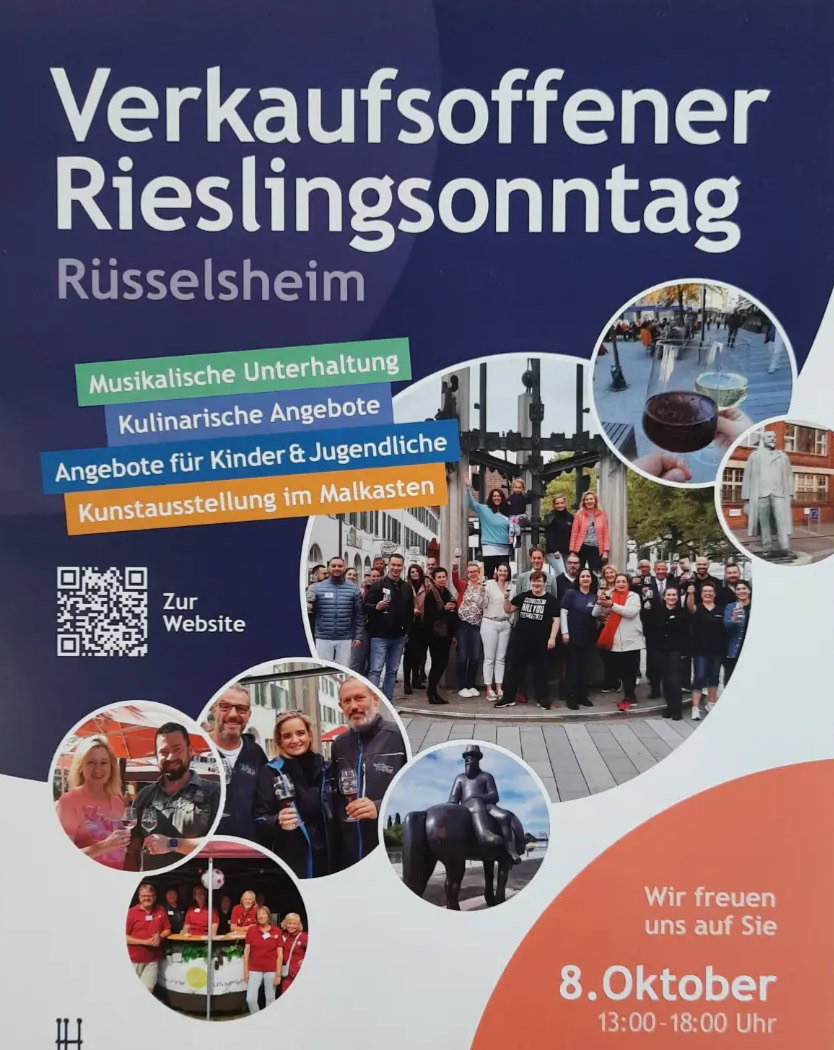 Rieslingsonntag in Rüsselsheim, Veranstaltungen und Angebote, 8. Oktober.